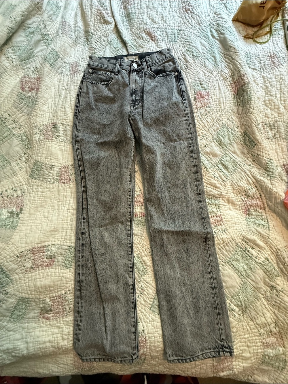 Madewell Grey Acid-Wash Straight Leg Jeans